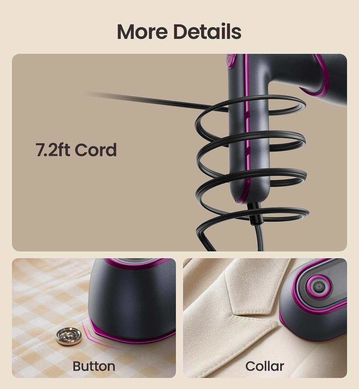 Jack&Rose 2-in-1 Steam Iron & Clothes Steamer - Handheld Portable Garment Wrinkle Remover, Fast Heat-Up, Large Soleplate, 150ml Water Tank - Lightweight for Home, Travel,