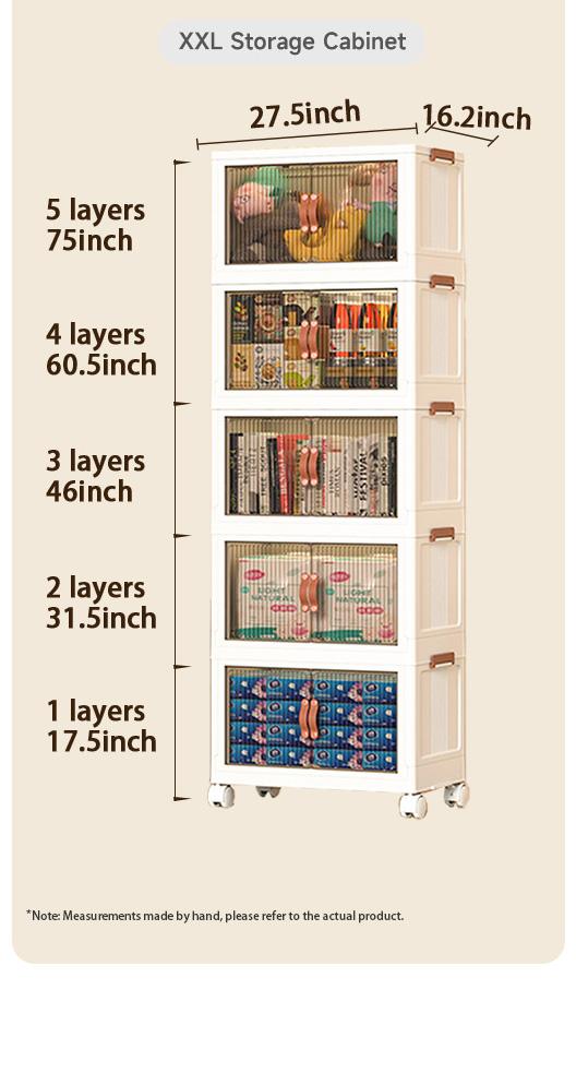 ONAIL Foldable Storage Box with Lid Stackable Household Organiser in Cream White for Kitchen Bedroom Bathroom & Warehouse Large Capacity L XL XXL Sizes
