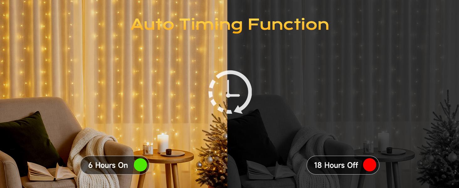 Brightown 300 LED Curtain Lights, 9.8 FT Plug in Fairy Lights for Bedroom, 8 Lighting Modes, Christmas Hanging Lights for Window Backdrop Wall Wedding Party Birthday Christmas Decoration, Warm White