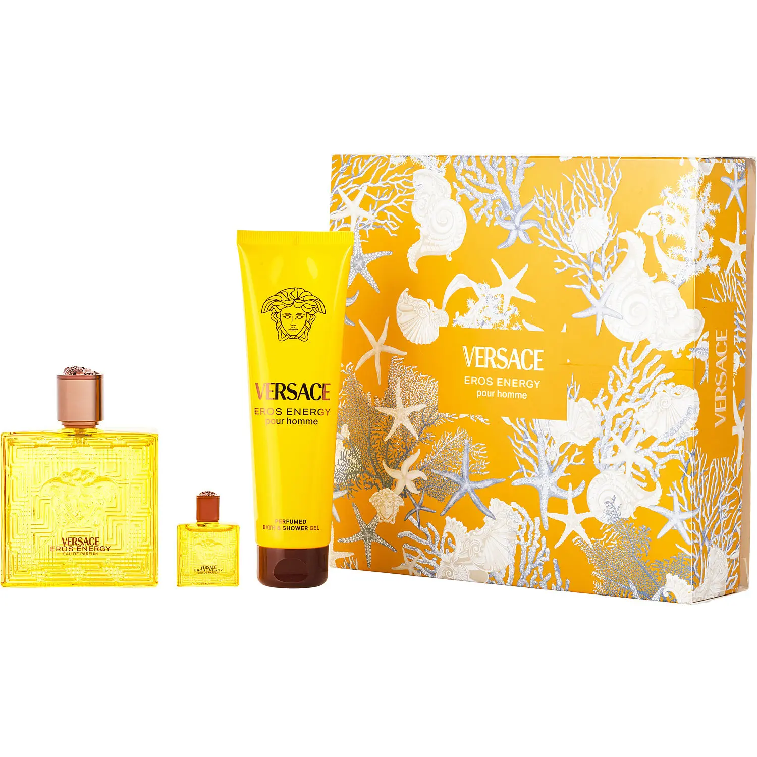 Versace Eros Energy Set-Eau De Parfum Spray 3.4 Oz & Shower Gel 5 Oz & Eau De Parfum 0.17 Oz Mini For Men Versace Eros Energy Set-Eau De Parfum Spray 3.4 Oz & Shower Gel 5 Oz & Eau De Parfum 0.17 Oz Mini For Men