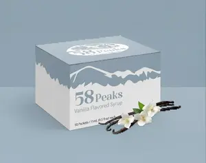 50 Count Vanilla Syrup Packets for Coffee & Drinks, To-Go Single Serve Flavoring, 15mL, 58Peaks