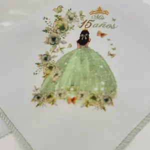 12pcs Quinceanera Napkins 10x10 Inches Polyester Tableware for Quinceanera Celebrations with Elegant Design and Message Cutlery