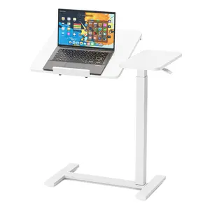 Bed Desk Adjustable Overbed Bedside Table Rolling Laptop Tray Desk Cart Height Portable Mobile Sit Stand Table Tilting Hospital Bed with Wheels,Mobile Rolling Laptop Desk,Tilting Bedside Table for Laptop,Bed,Sofa,and Office Use,easy to operate Install