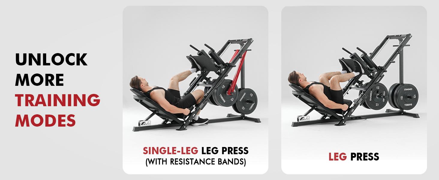 MIKOLO Leg Press & Hack Squat Machine Combo for Home Gym with Linear Bearings & Band Pegs Full-Range Leg Training Equipment 3-Angle Footplate 24.4"x13.8" PlatformMIKOLO