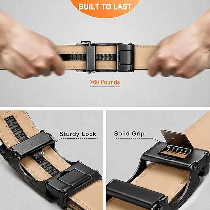 Engraved Men's Ratchet Belt - Personalized Leather Slide Belt with Automatic Buckle - Funny Valentine's Day Gift for Husband Boyfriend