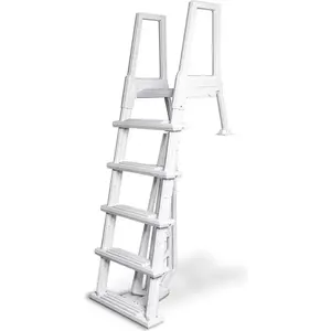 Poolzilla Pool Step Ladder for Above Ground Pools - Deck Mounted Ladder w/Wide Non Skid Platform - for 48’’ to 54’’ in. Above Ground Pools