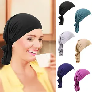 6 Packs Rhinestone Head Scarf  Head Wrap Women Bandana Beanie Pre Tied Cap Skull Cap Headbands in Vivid Colors, Elastic Fabric by hair soft nurse band stretchy girl