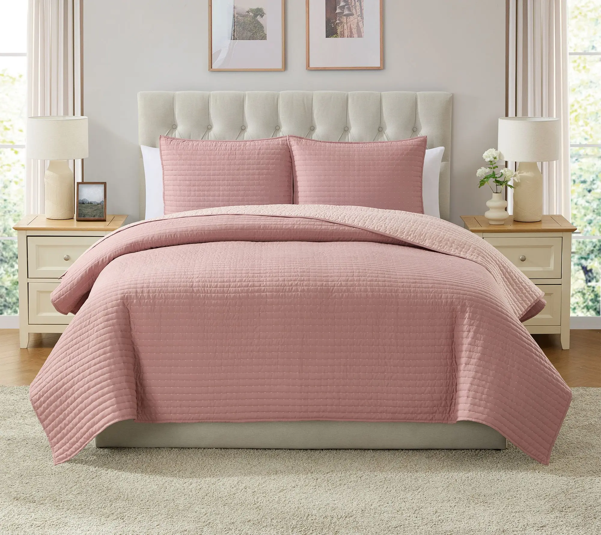 VCNY Home Embroidered 3-pc Pick Stitch Quilt Set, King