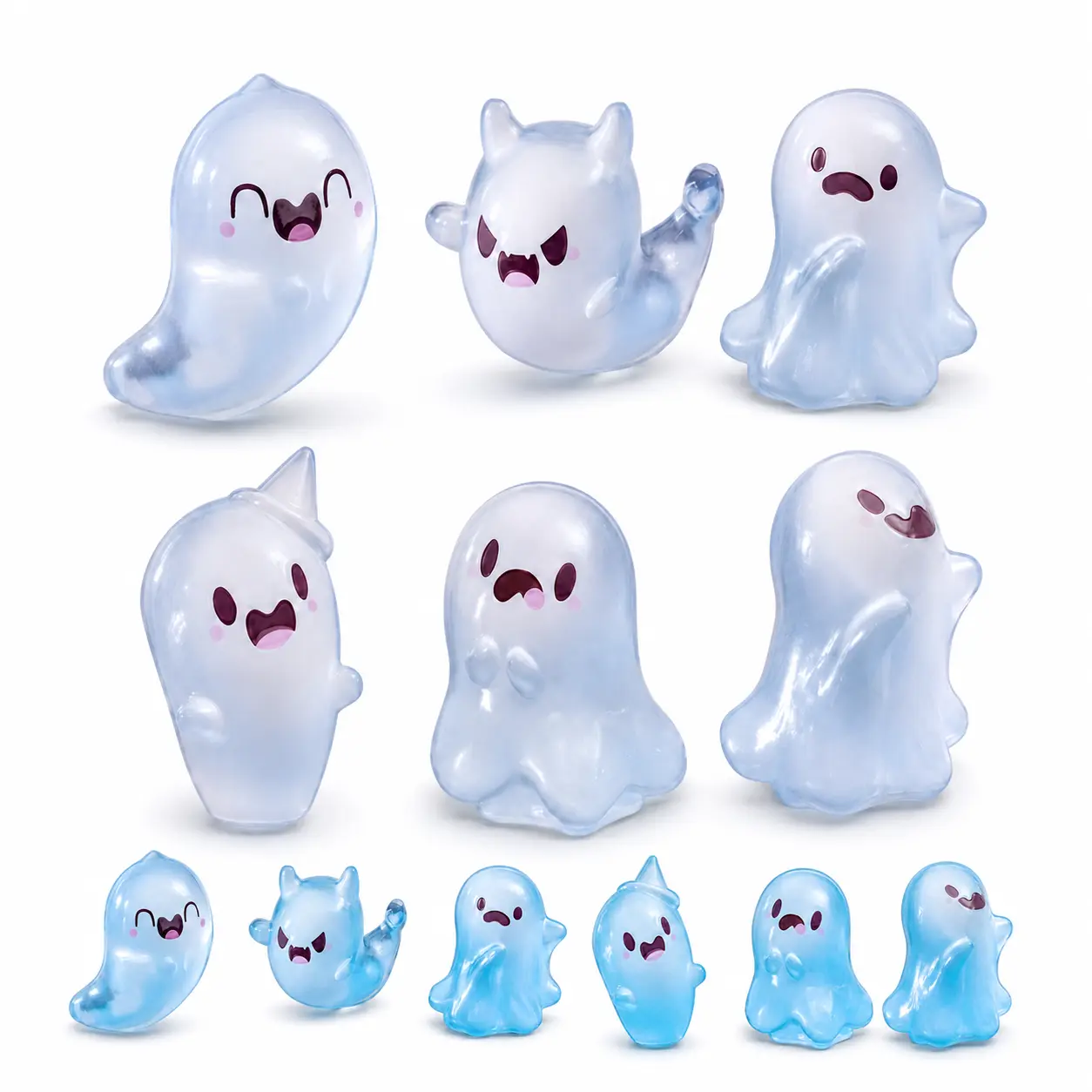 6PCS Small Luminescent Resin Ghost Figurine Set, Glow-in-the-Dark Mini Statues for Halloween Party Decor, Fairy Garden & DIY Crafts