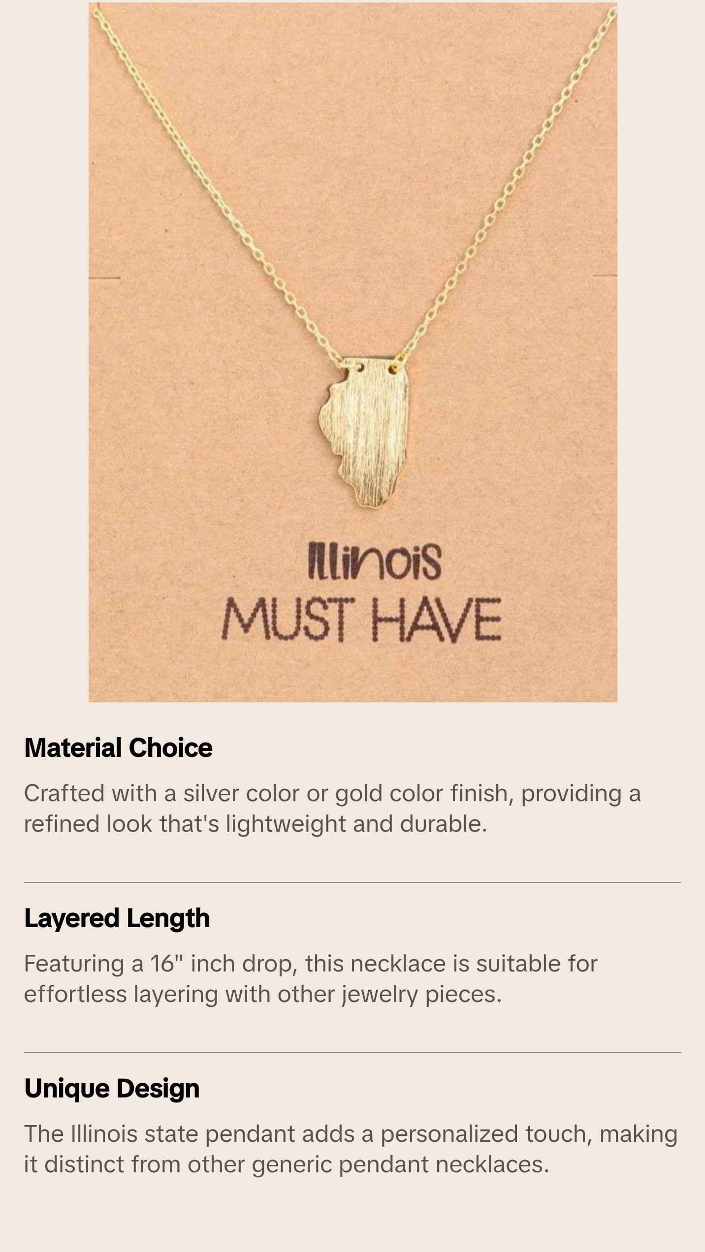 Illinois State Pendant Necklace