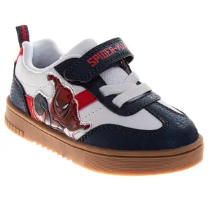 Spiderman Design Court Sneakers Boys  WebSlinger Durable Rubber Sole Athletic Support Hook and Loop Active Play (Toddler / Little Kid)