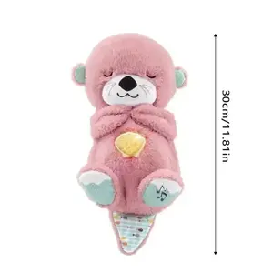 Breathing Otter Sleep and Playmate Otter Musical Stuffed Baby Plush Toy with Light Sound Newborn Sensory Comfortable Baby Gifts