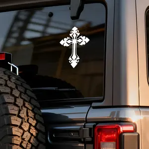 2 Pieces of Car Rear Window Stickers,Christian Car Decal Stickers,Hollowed-out Cross Stickers, Waterproof and Scratch-Resistant Car Stickers, Vinyl Car Stickers, Creative Stickers.