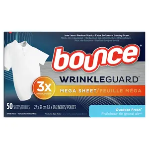 Bounce Dryer Sheets Wrinkle Guard Outdoor Fresh 50 Count