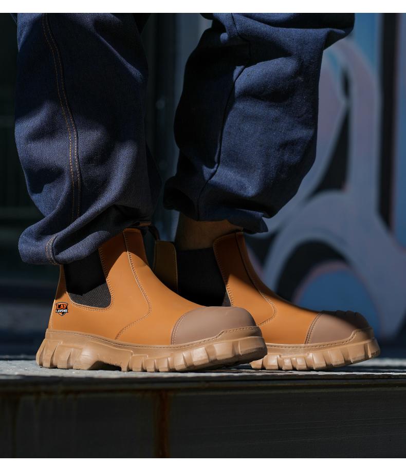 Lightweight steel toe brown anti slip work shoes - splash proof, smash proof, puncture proof, breathable safety shoes