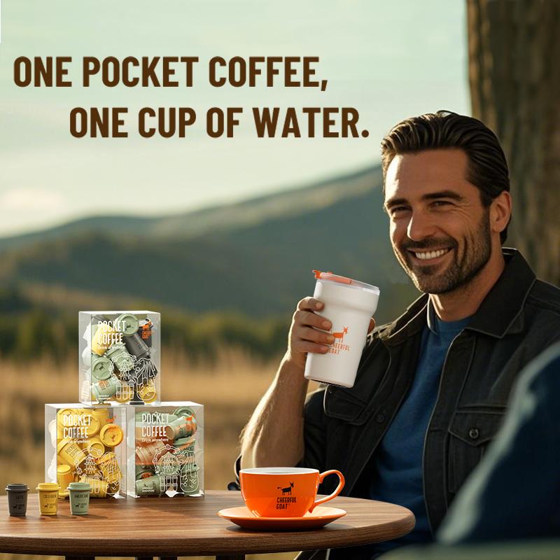 Coffee & Mug Combo Cheerful Goat Freeze-Dried Instant Cold Brew Coffee 15 Cups  No Sugar, No Additives, Low Acid, Healthy for Iced & Hot  Insulated Coffee Mug Combo – Stainless Steel Travel Coffee Tumbler with Ceramic Liner Beverage