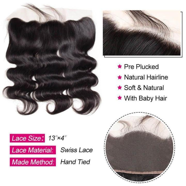 [Wequeen] Upgrade 2x6 4x4 5x5 13x4 Body Wave Straight Human Hair Transparent Lace Closure #1B Natural Black 12-20inch