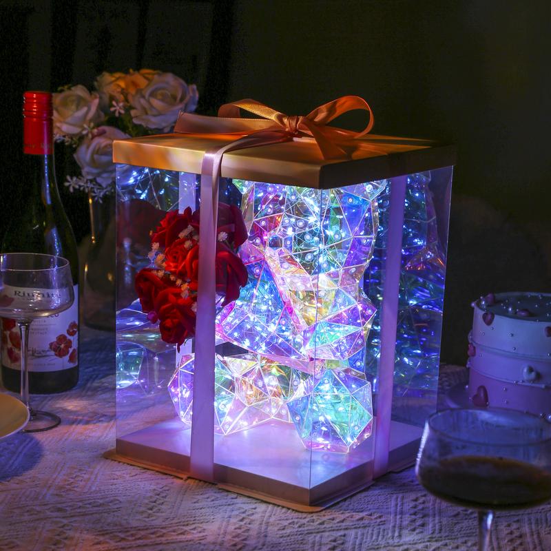 Umeuc Artificial Rose Bear Valentine's Day Gift for Wife Mom Birthday Present Women Glass Dome Rose  Christmas Mother's Day Anniversary Wedding Gift