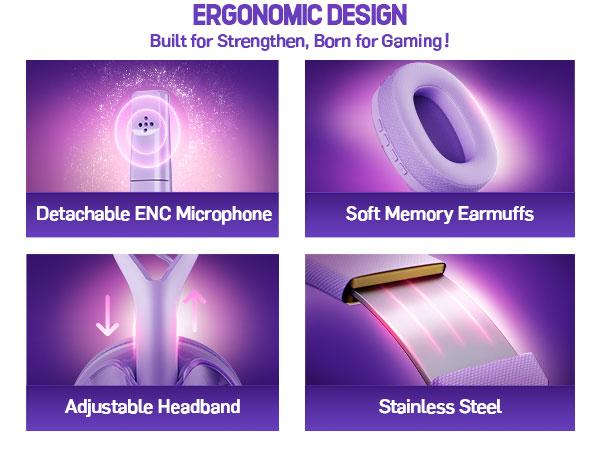 Picun G1 Wireless Gaming Headset, 2.4GHz Wireless/Bluetooth 5.4, Detachable Noise-Canceling Microphone, Lightweight Gaming Headset for PS4, PS5, PC, and Mobile Phones