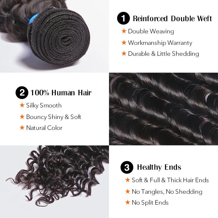 [LIVE-ONLY] Ashine Deep Wave 12-30 inches Salon Quality Brazilian Virgin Bundles 100% Human Hair Summer Deep Wave Wigs Natural Color with Closure Wavy