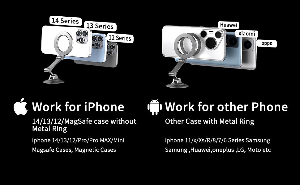 Magnetic Car Phone Mount, Magnetic Ring for All for iPhone / Android Modle, 360° Rotatable Cellphone Holder Stand for Car, Truck, SUV Smartphone