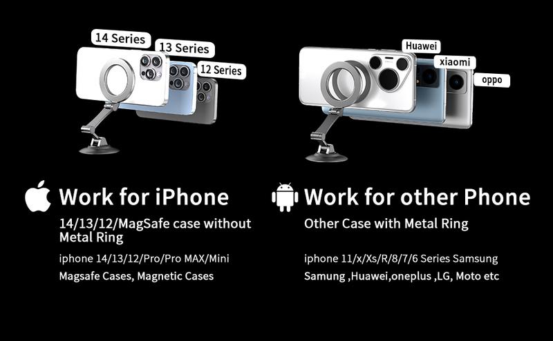 Magnetic Car Phone Mount, Magnetic Ring for All for iPhone / Android Modle, 360° Rotatable Cellphone Holder Stand for Car, Truck, SUV Smartphone