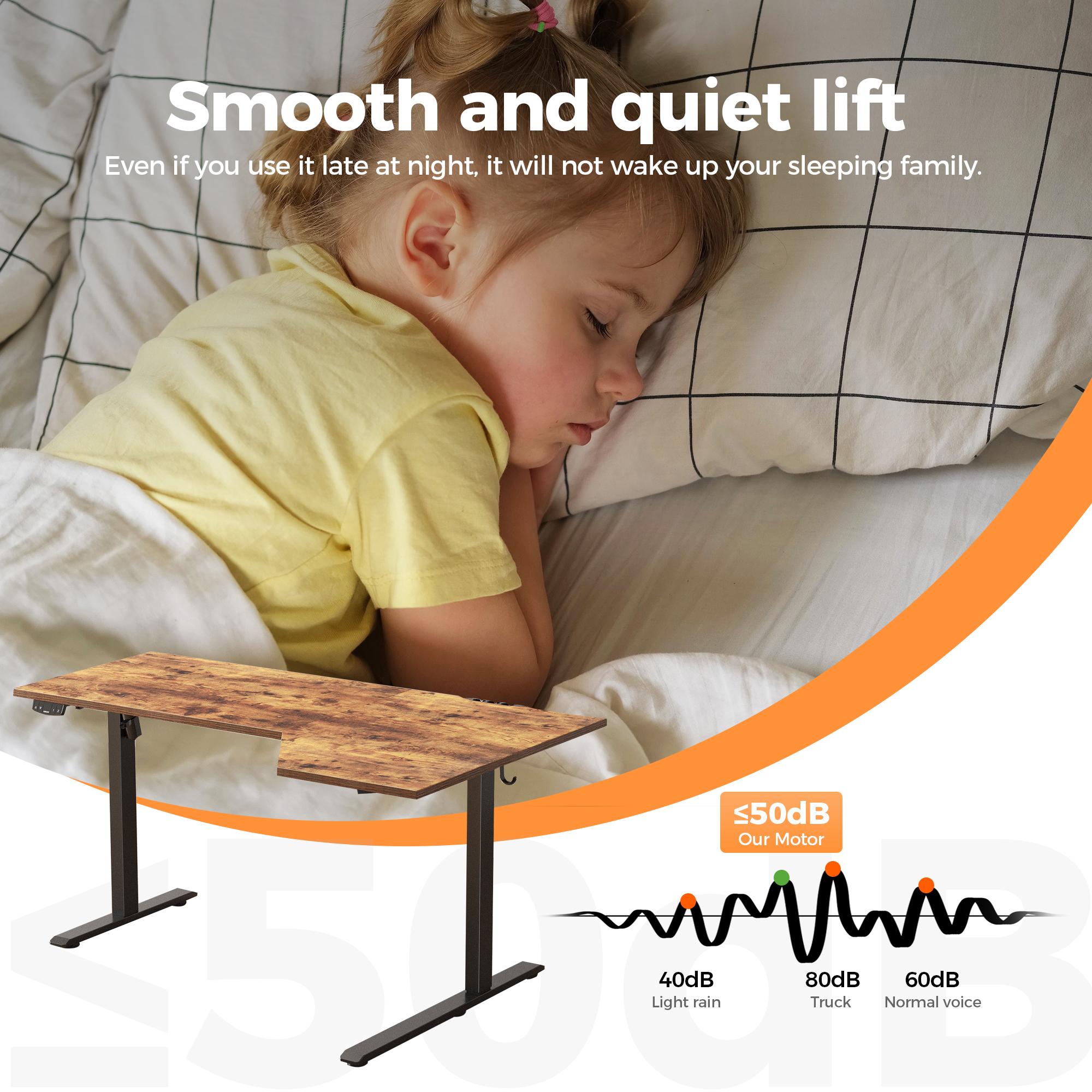 Agilestic Electric Height Adjustable Standing Desk, L-Shaped Sit-Stand Desk for Home & Office, Ergonomic Computer Table with Splice Board, Rustic Brown/Black/White/Light Rustic Brown