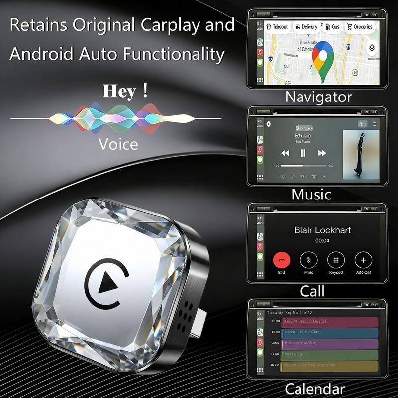 2026 New Smart two-in-one in-car connectivity box Wireless CarPlay Adapter - iPhone & Android Compatible with Fast No-Delay Link, Hands-Free Calling holiday gifts decor cool cover Car Gadgets car stuff car  Decoration Automotive Interior accessories car