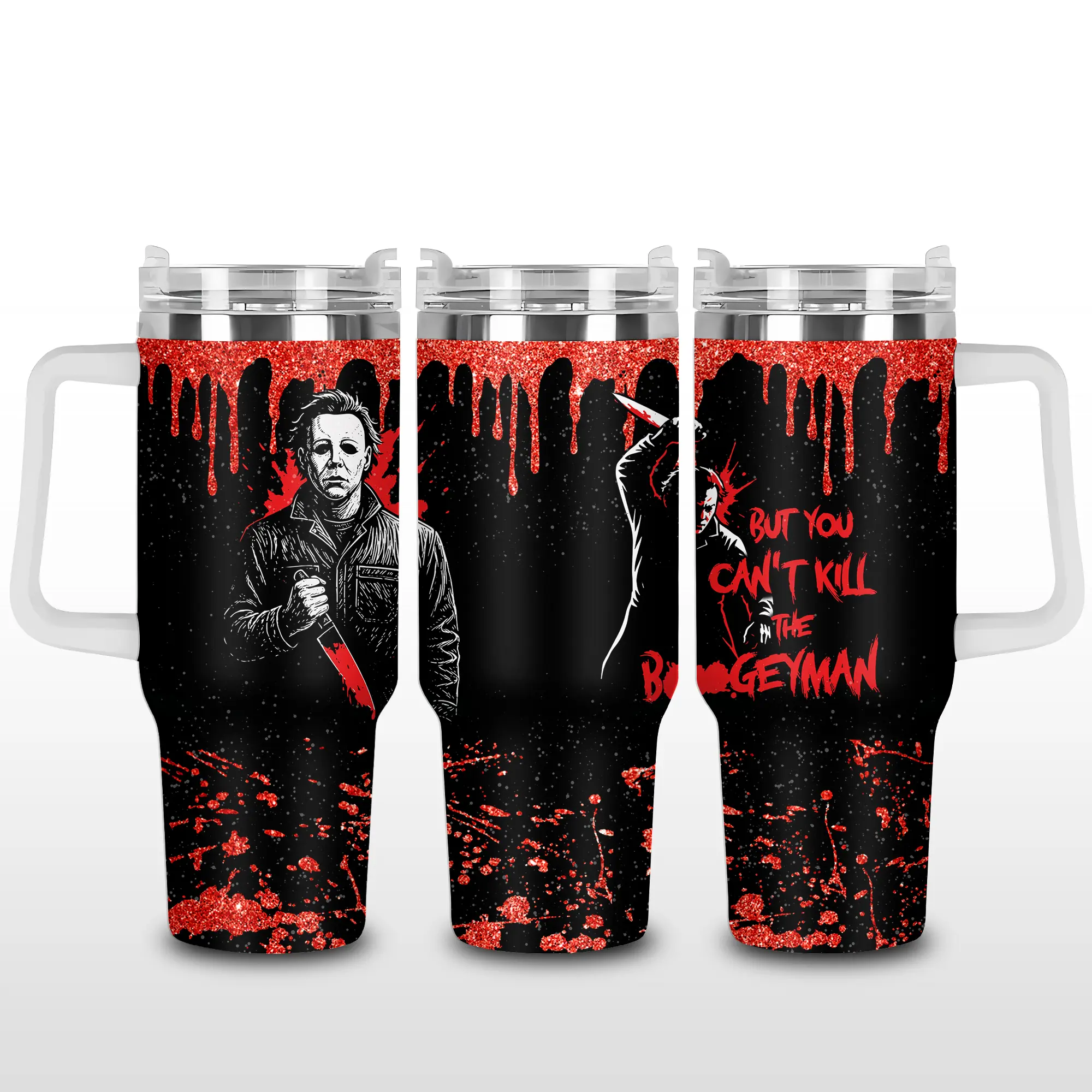GhostFace Horror Tumbler 40oz/ 30oz/20oz Tumbler, Nightmare Coffee 40oz Tumbler, Double-Walled Insulation Vacuum Insulated Cup with Handle, Lid, and Straw