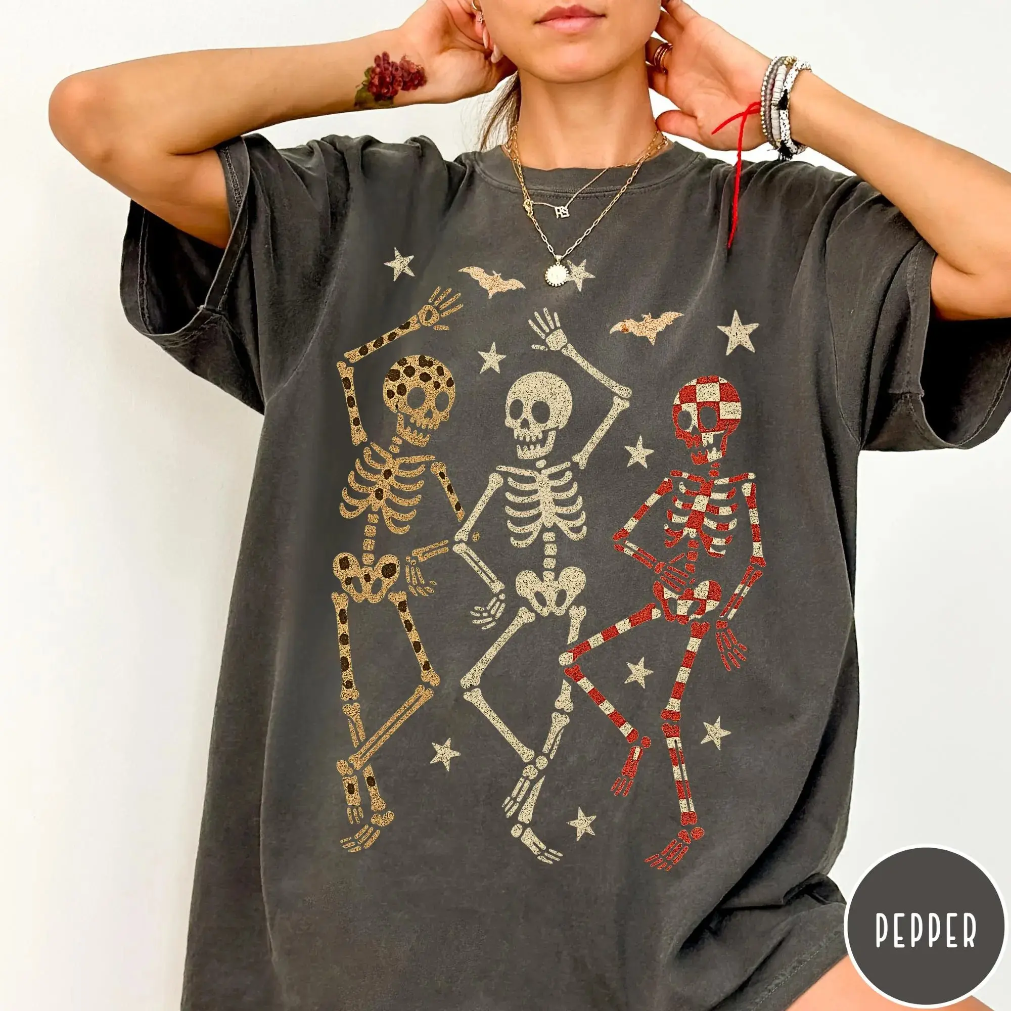 Halloween Skeletons Dancing Shirt, Retro Halloween Graphic Tee, Spooky Season Shirt, Funny Skeleton Dance Party Top, Halloween Gift
