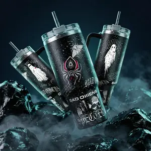 BAD OMENS Specter Do You Feel Love? Ghost Spider METALCORE Band Graphic Sayal 40 oz Vacuum Cup Straw Keeps Drinks Hot Cold 12H+ For Alt Lovers & Dark Aesthetic Vibes Gothic Style Splash-Proof 18/8 Stainless Steel Comfort Handle Mug For Fans