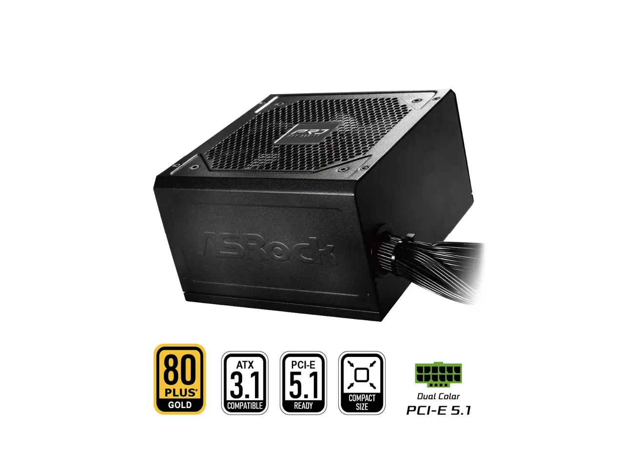 ASRock PRO Series PRO-750G 750 W ATX 3.1 Compatible 80 PLUS GOLD Certified Power Supply