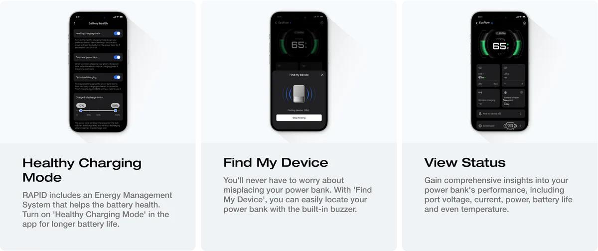 EF ECOFLOW Rapid Power Bank, 10000mAh Qi2 Certified Wireless Magnetic Portable Charger, 65W Max Fast Charging Battery Pack with Built-in USB-C Cable & Stand for iPhone17/16/15/14/13/12 Series Only EF ECOFLOW Rapid Power Bank, 10000mAh Qi2 Certified Wireless Magnetic Portable Charger, 65W Max Fast Charging Battery Pack with Built-in USB-C Cable & Stand for iPhone17/16/15/14/13/12 Series Only