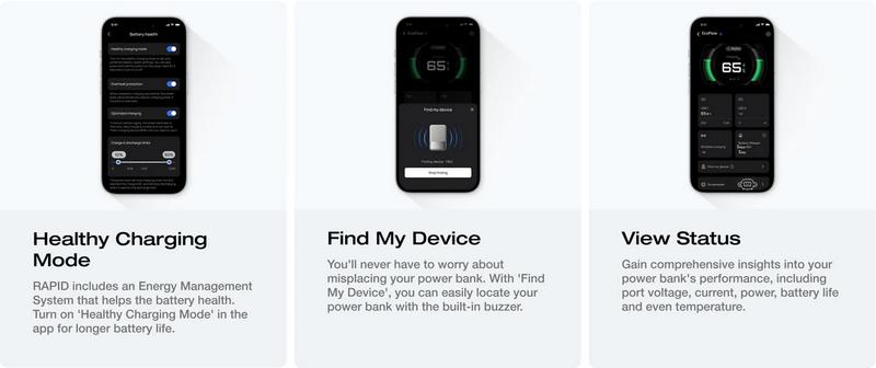 EF ECOFLOW Rapid Power Bank, 10000mAh Qi2 Certified Wireless Magnetic Portable Charger, 65W Max Fast Charging Battery Pack with Built-in USB-C Cable & Stand for iPhone17/16/15/14/13/12 Series Only