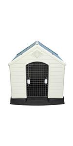Bonnlo Plastic Dog House, Pet Dog Kennel Water Resistant for Small Medium Sized Dogs with Door, Indoor & Outdoor Use (32.7" H)