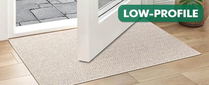 LUMI Ultra Thin Indoor Door Mat for Entrance, Non Slip Entryway Mat, Low Profile Doormat, Unique Herringbone Design Carpet for Inside, Patio, Porch, Beige dog washable rugs five bow rug house