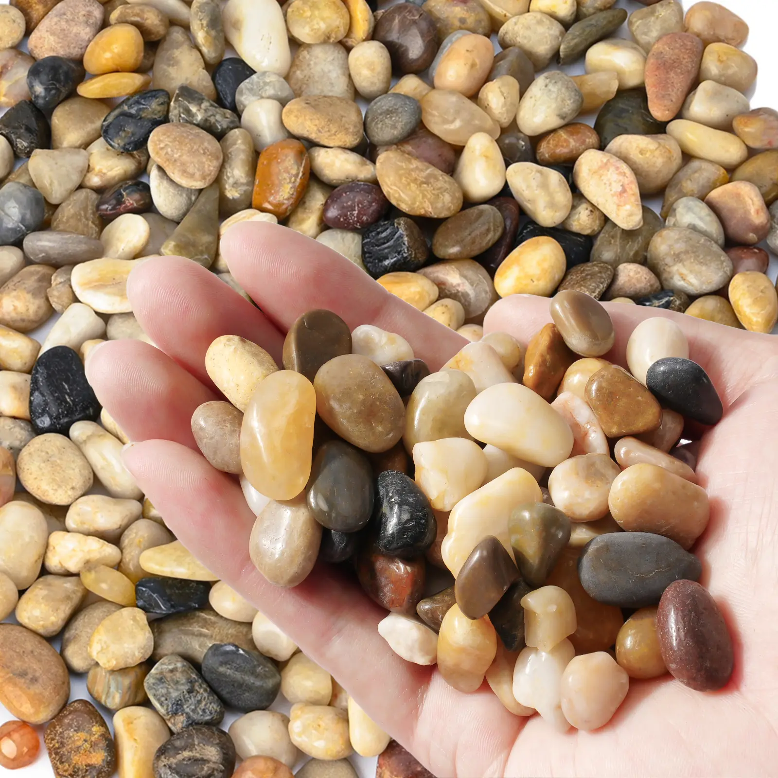 Polished River Rocks (3LB-18LB Multiple Weights) - Smooth Finish Decorative Pebbles for Aquarium, Enhance Garden, Home Improvement Accents & Planters