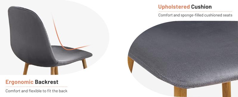 Homy Casa Charlton Suede Dining Chairs Light Luxury Ergonomic Design for Living Room & Lounge Use Foam Interior Seater Furniture