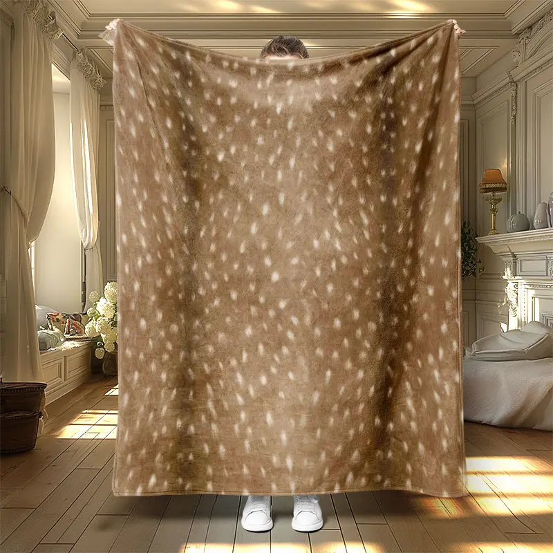 Elegant Deer Texture Blanket, Soft Warm Flannel Throw for Office Living Room Bed Sofa, Digital Print Blanket Gifts for Thanksgiving Birthday, Soft Warming Blanket, Cozy Blanket Throw