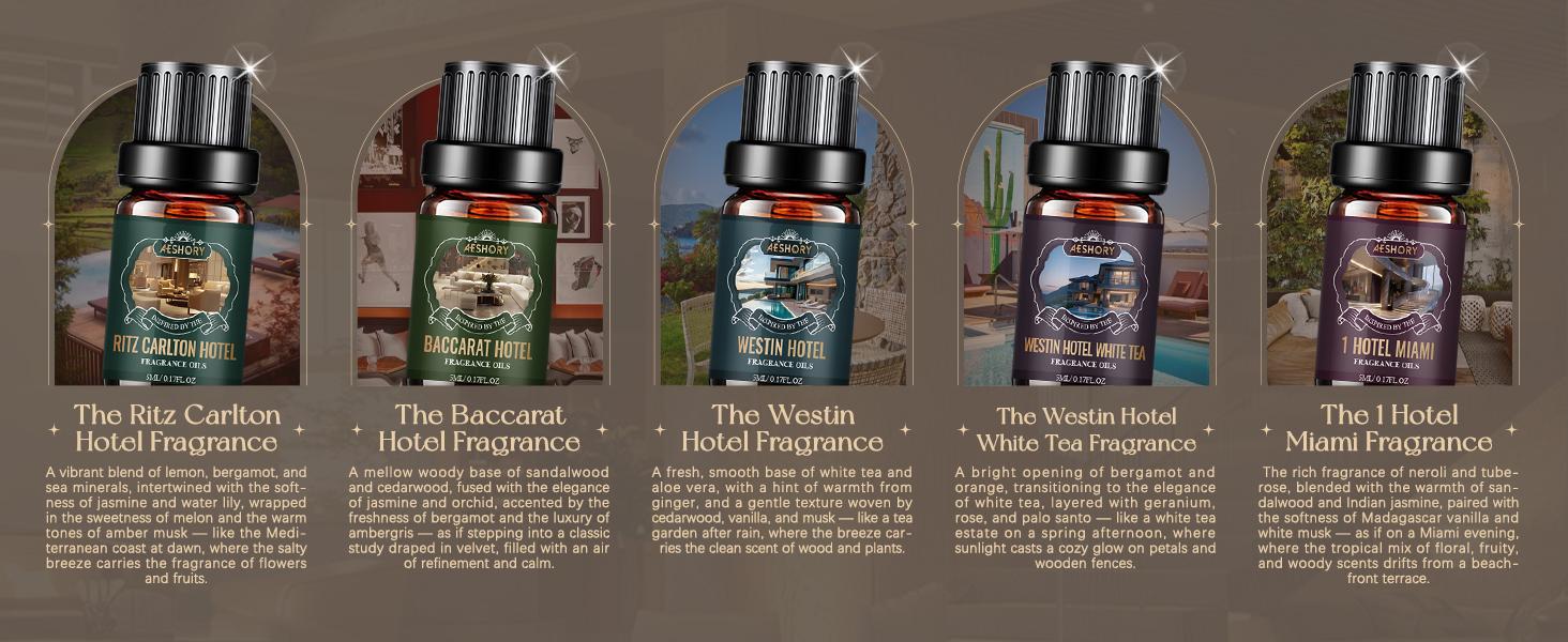 Hotel Diffuser Oils Set - Remote Control Aromatherapy Diffuser, 14Pcs Luxury Fragrance, Perfume & Aroma Oil Blend Hotel Scent Essential Oils Set for Diffuser, 14 Pcs