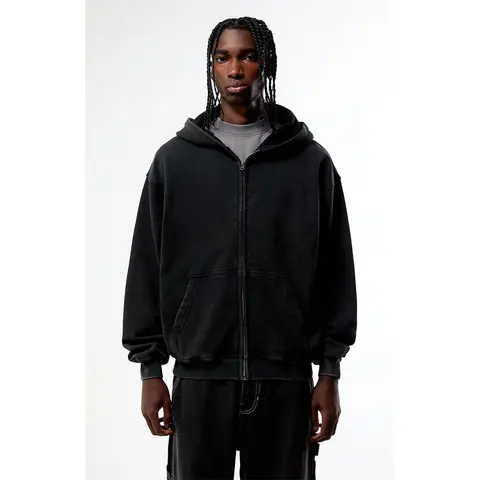 Pacsun Men's Washed BlackÂ Full Zip Hoodie