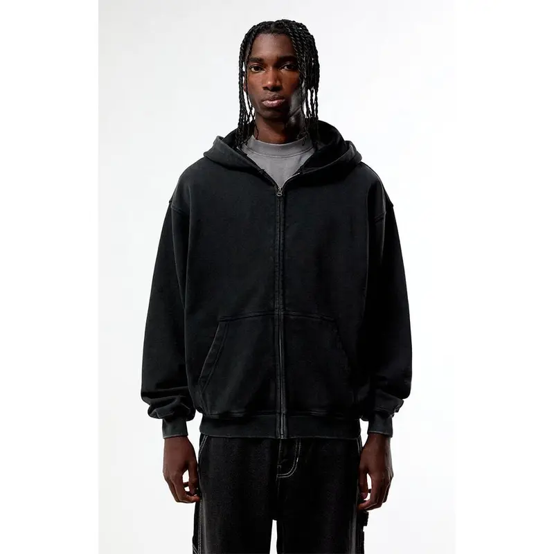 Pacsun Men's Washed Black Full Zip Hoodie