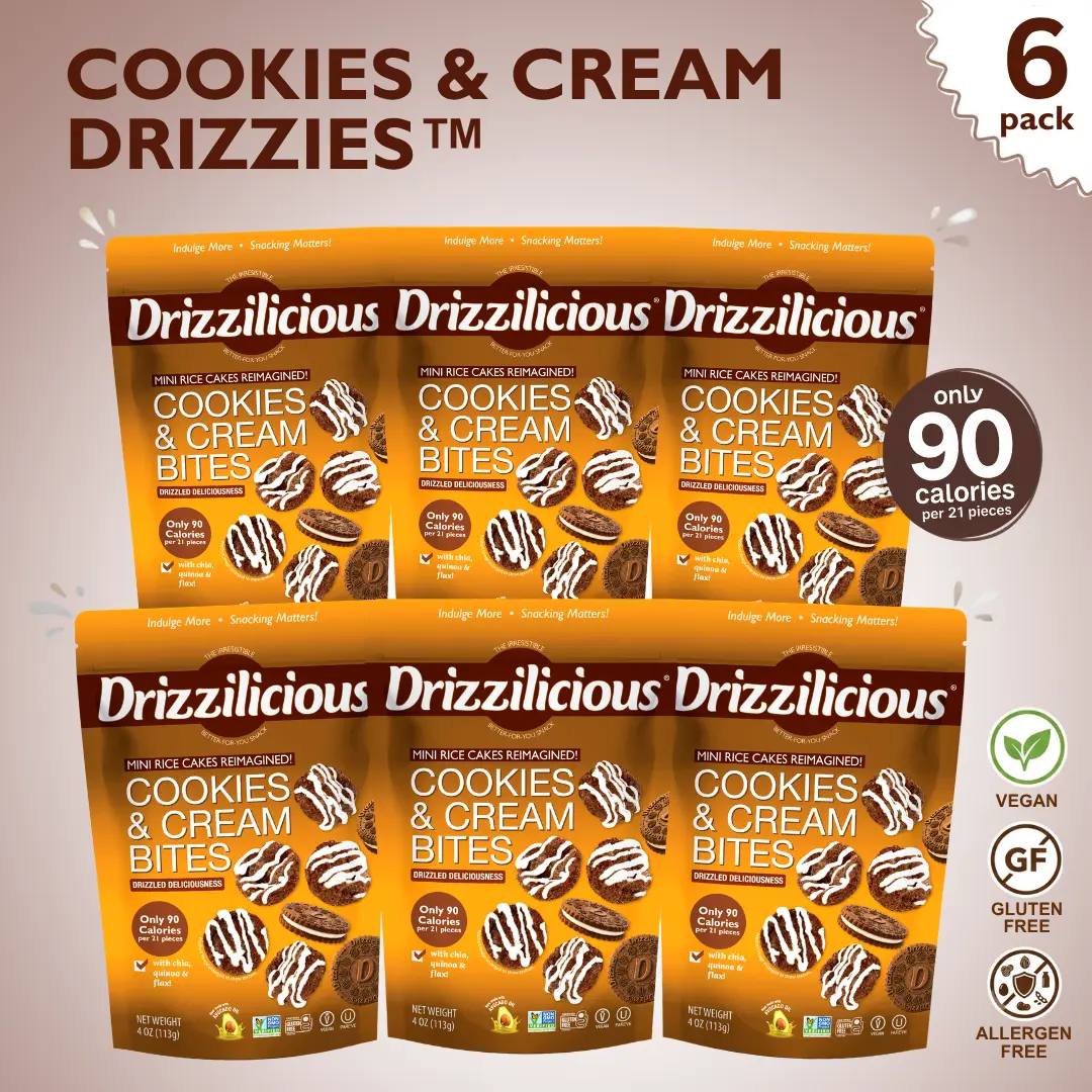 6 Pack - Drizzilicious Cookies & Cream Mini Rice Cakes 4 oz