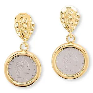 Bellezza 50 Lira Mini Coin Bronze Drop Earrings Bellezza 50 Lira Mini Coin Bronze Drop Earrings