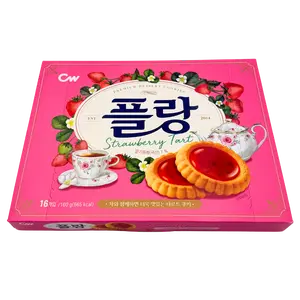 Flan Strawberry Tarte Cookie - 16 Individually Wrapped - Made in Korea