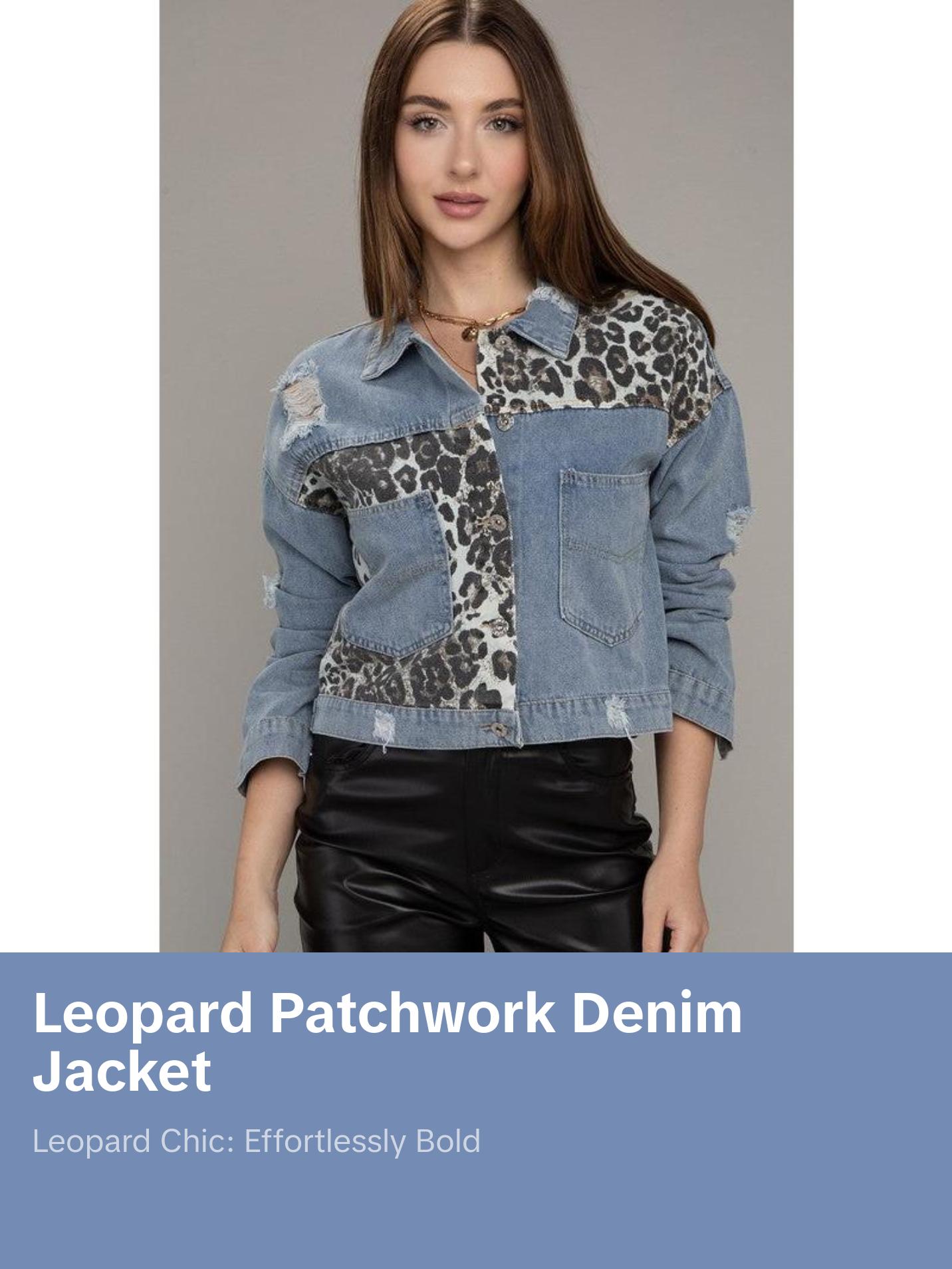 Leopard Patchwork Denim Jacket