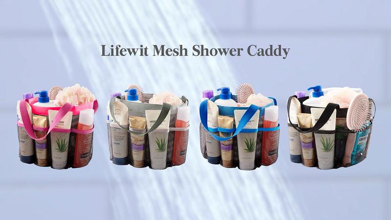 Lifewit Mesh Shower Caddy Portable Shower Tote Bag for College Dorm, Bathroom, Gym, Travel with 7 Storage Pockets for Bathroom Toiletry Essentials