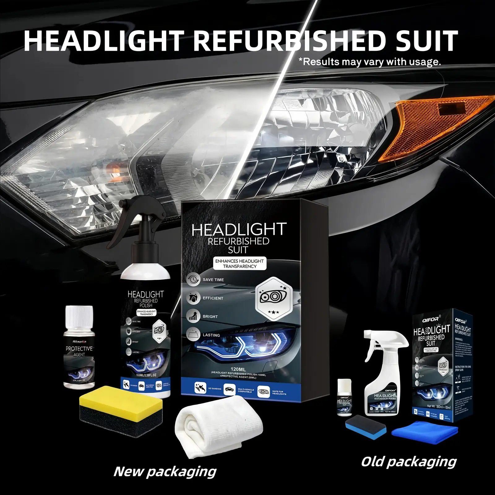 Automotive Headlamp Restoration Fluid, oxidized and yellowed automotive headlamps, blurring enhanced crystalline coating refurbisher crack gloss black premium easy wheel polish car plastic repair fix star minor summervibes compound glass up touch