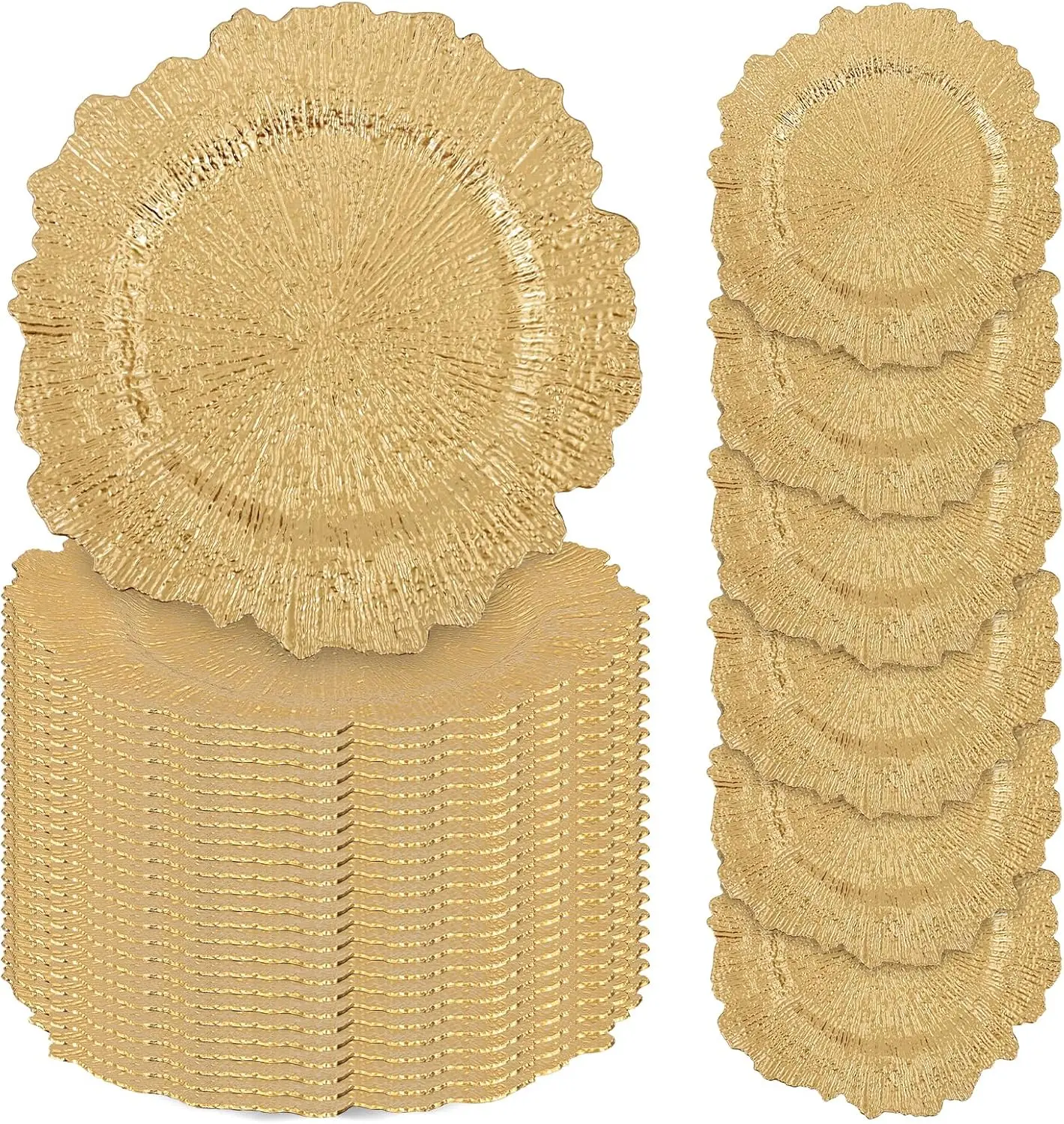 24/50 Pcs Charger Plates Bulk, 13" Reef Plate Chargers for Dinner, Plastic Floral Decorative Plates for Table Setting, Wedding, Party, Event, Decoration summerwins