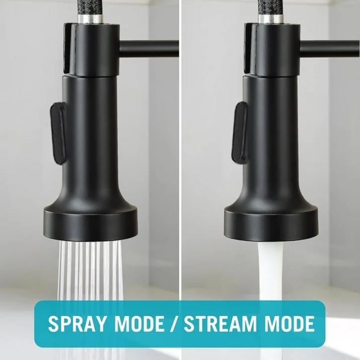 PHANCIR Modern Kitchen Faucet with Pull Down Sprayer Brushed Nickel Single Handle Compact Design Suitable for 1 or 3 Holes Fixtures